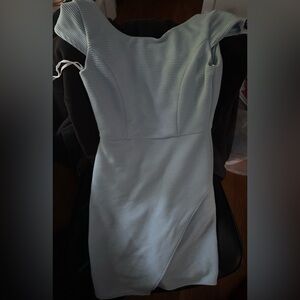 Blue Ruched Sheath Mini Dress Spaghetti Strap